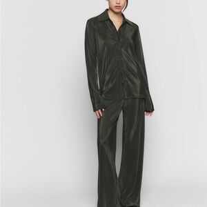 Reformation Olive Green Ribbed Set